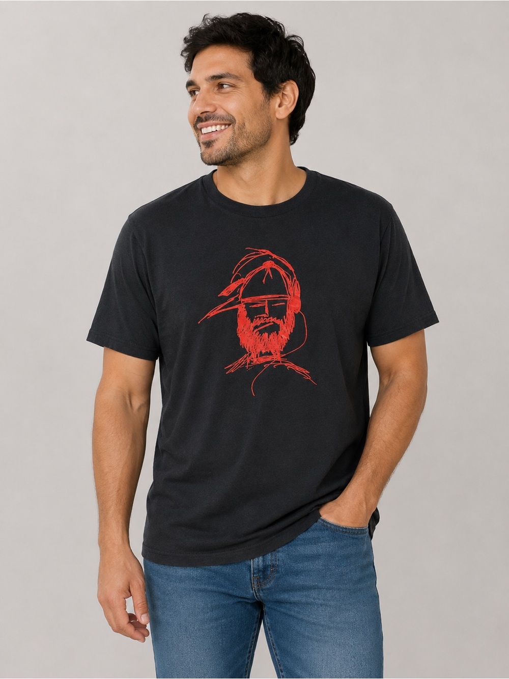 Gildan Softstyle Black Graphic T-Shirt | Men’s Large | Ring Spun Cotton